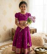 girls silk pattu pavadai lehenga set