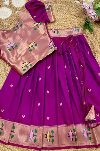 girls silk pattu pavadai lehenga set
