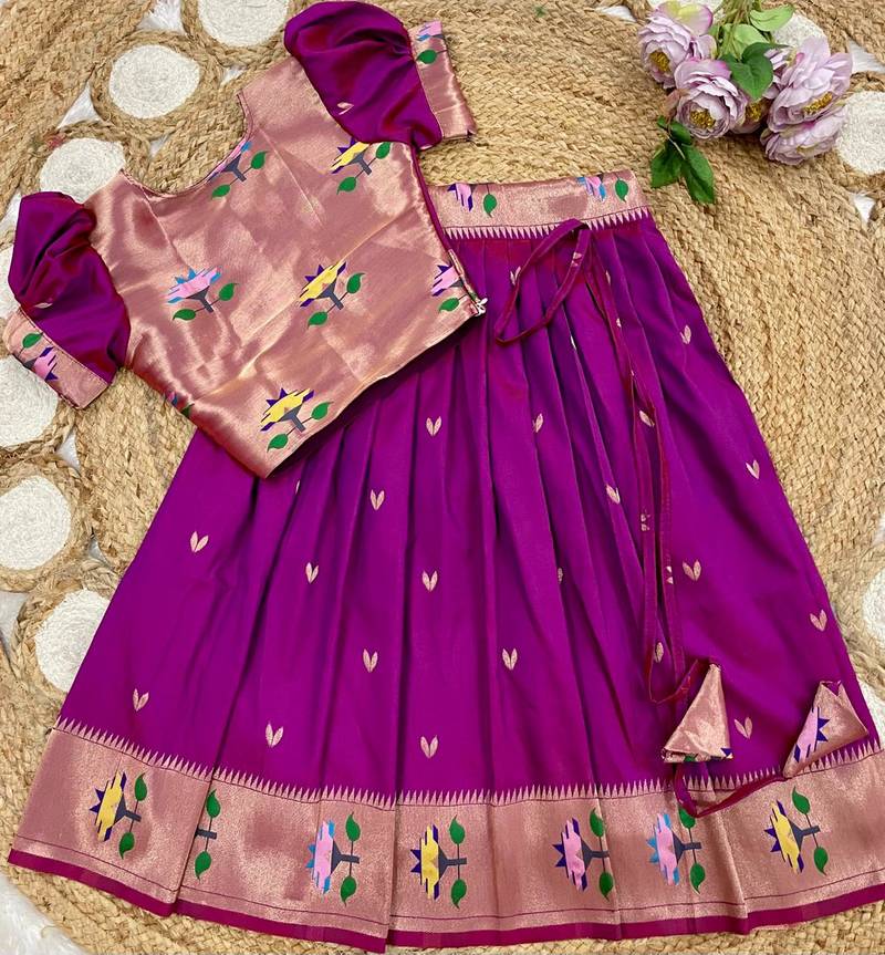 girls silk pattu pavadai lehenga set
