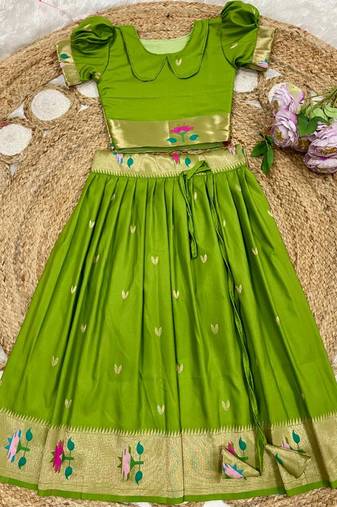 girls silk pattu pavadai lehenga set