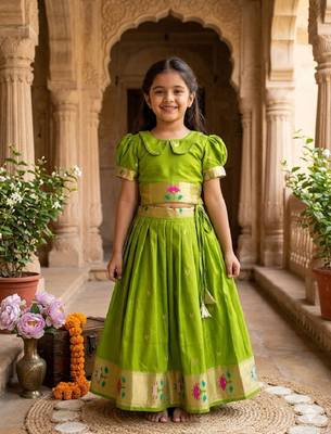 girls silk pattu pavadai lehenga set 1