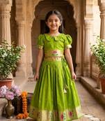 girls silk pattu pavadai lehenga set