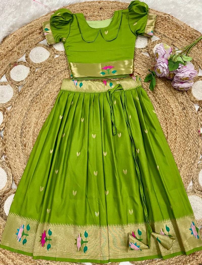 girls silk pattu pavadai lehenga set