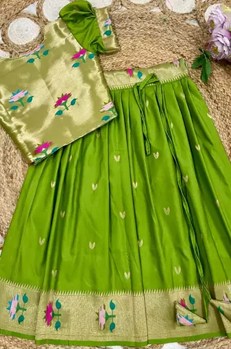 girls silk pattu pavadai lehenga set