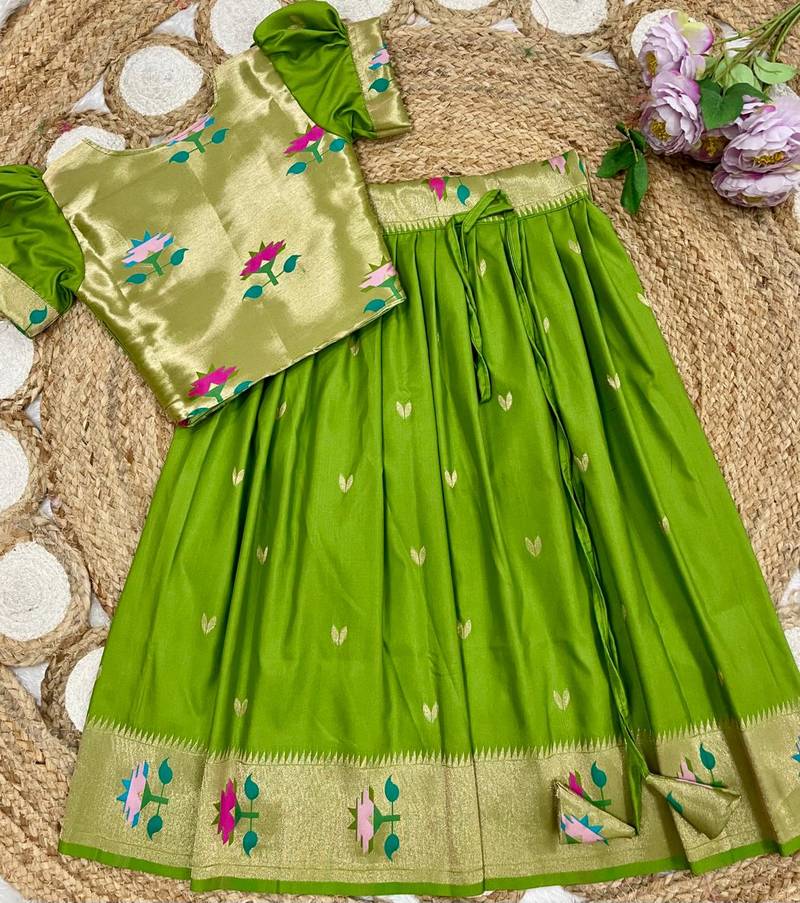 girls silk pattu pavadai lehenga set