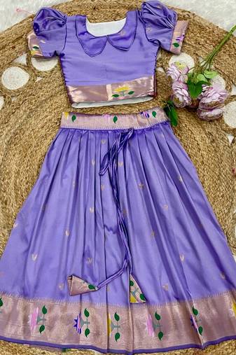 girls silk pattu pavadai lehenga set