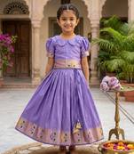 girls silk pattu pavadai lehenga set