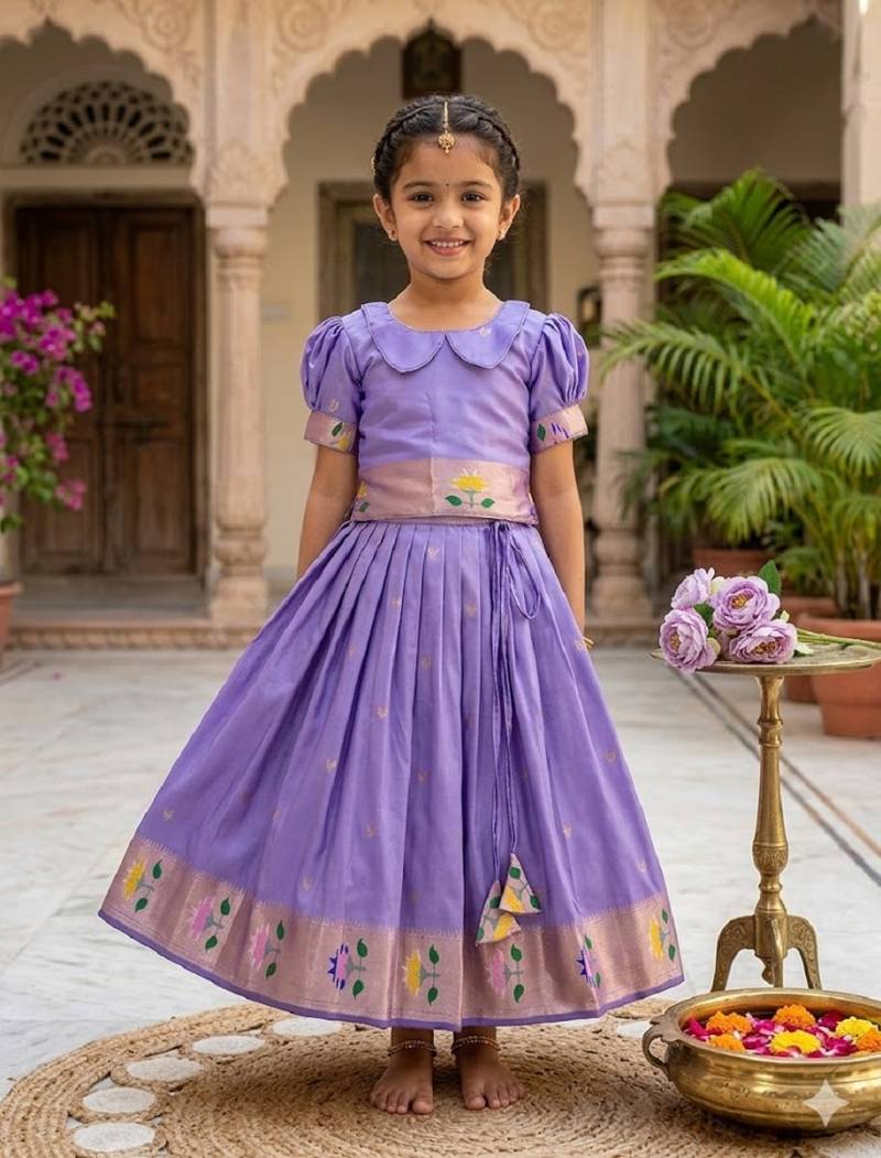 girls silk pattu pavadai lehenga set