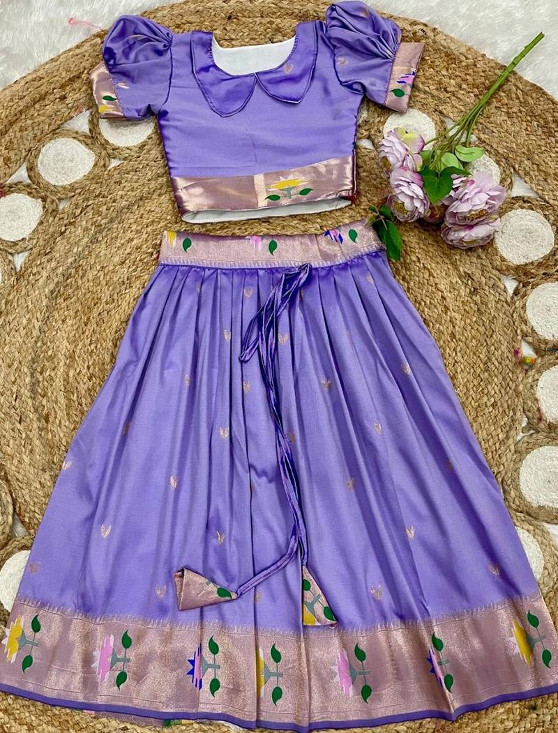 girls silk pattu pavadai lehenga set