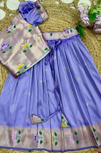 girls silk pattu pavadai lehenga set