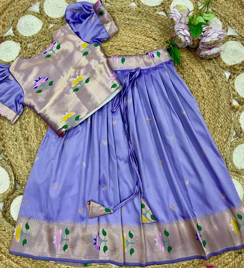 girls silk pattu pavadai lehenga set