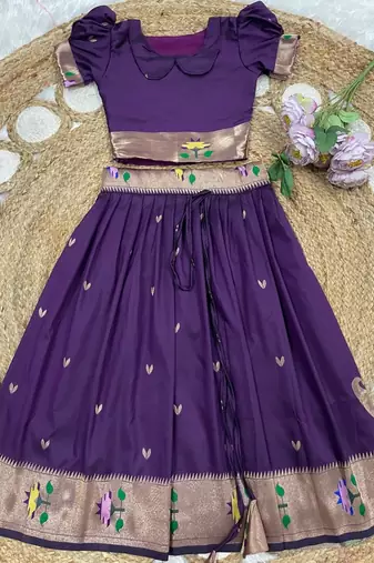 girls silk pattu pavadai lehenga set