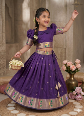 girls silk pattu pavadai lehenga set 1