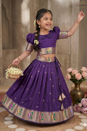 girls silk pattu pavadai lehenga set