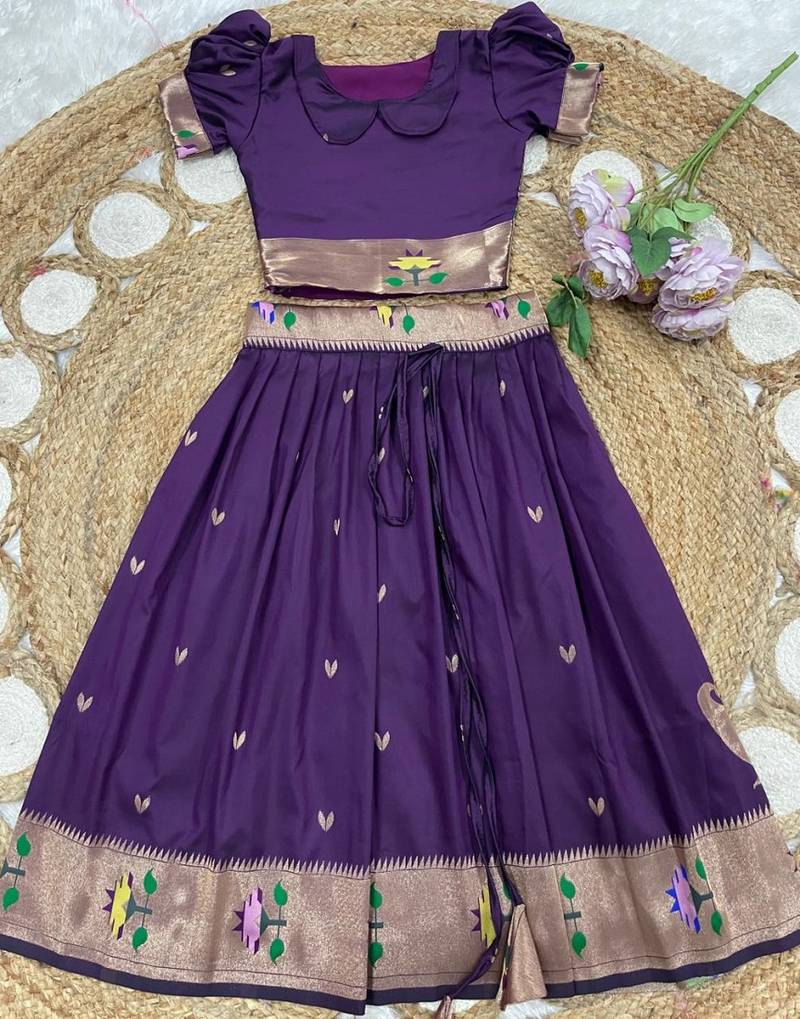 girls silk pattu pavadai lehenga set