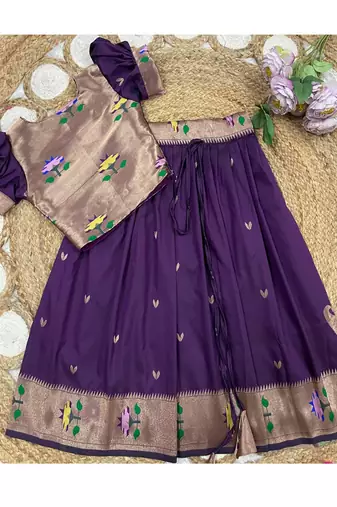 girls silk pattu pavadai lehenga set