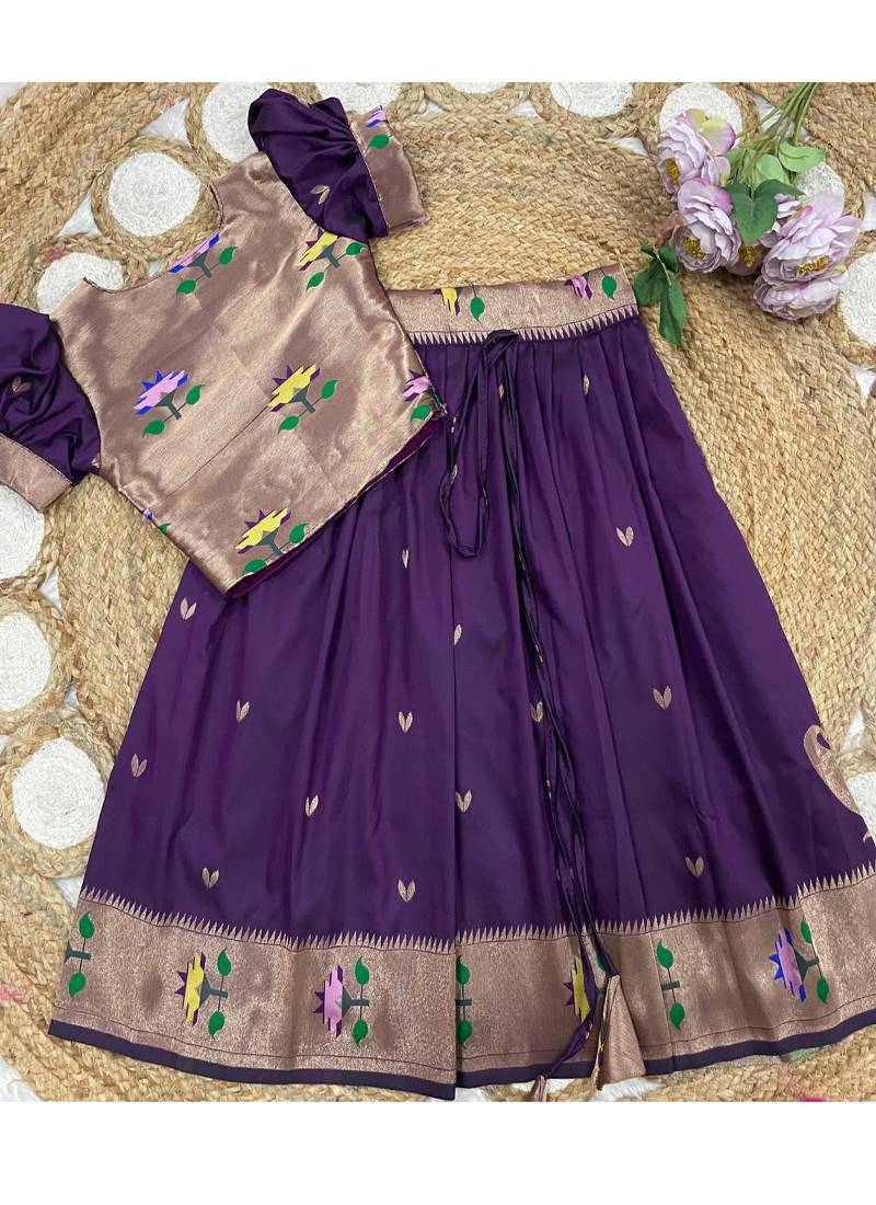 girls silk pattu pavadai lehenga set