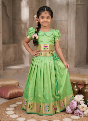 girls silk pattu pavadai lehenga set 1