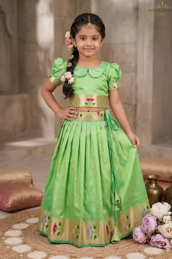 girls silk pattu pavadai lehenga set