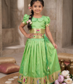 girls silk pattu pavadai lehenga set