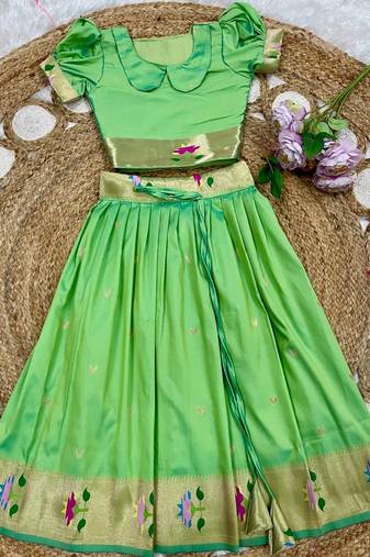girls silk pattu pavadai lehenga set