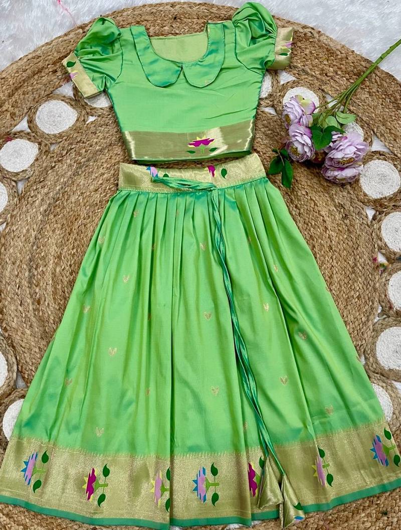 girls silk pattu pavadai lehenga set