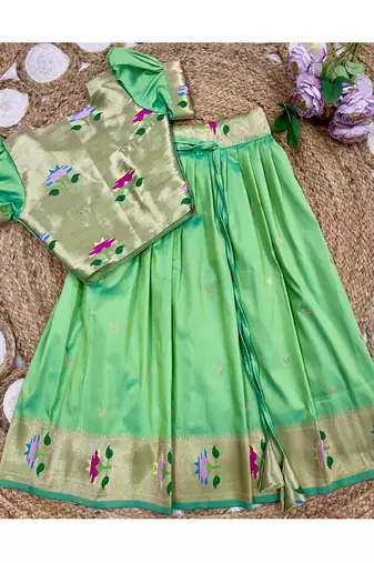 girls silk pattu pavadai lehenga set