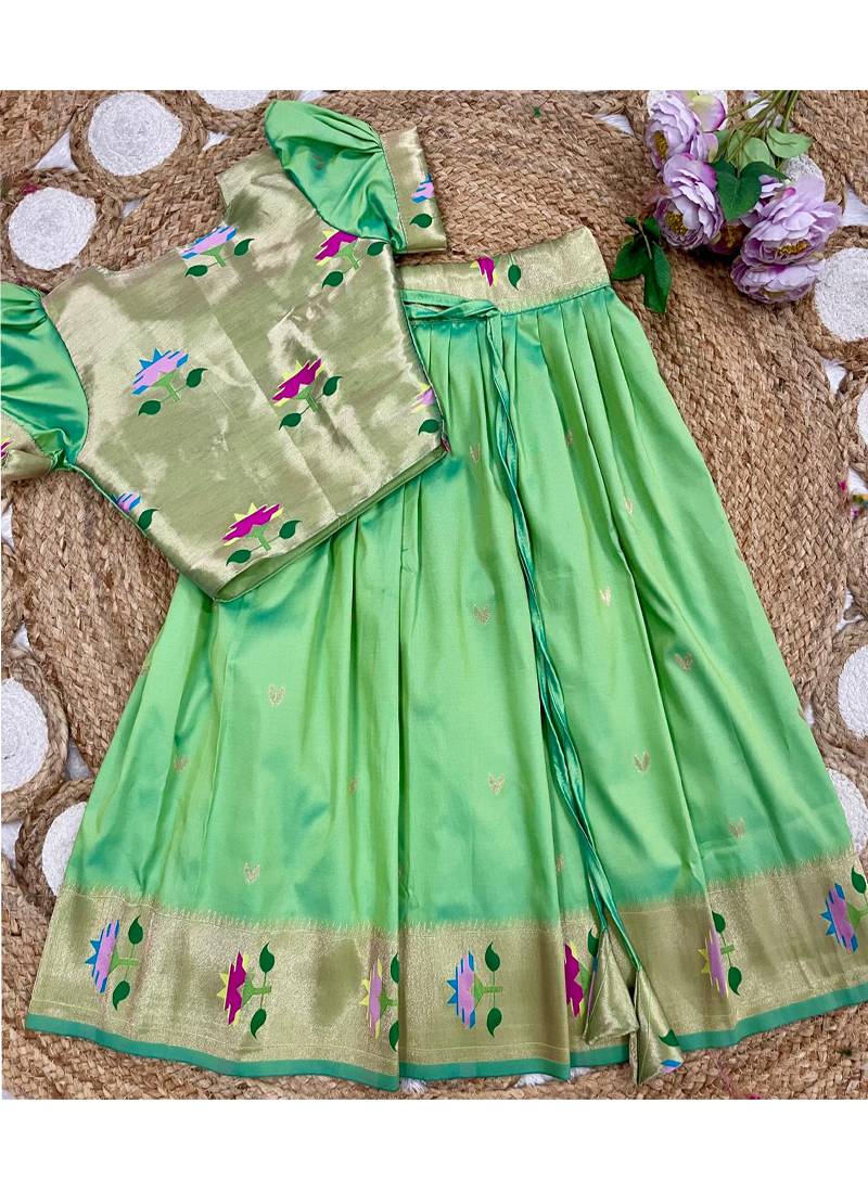 girls silk pattu pavadai lehenga set