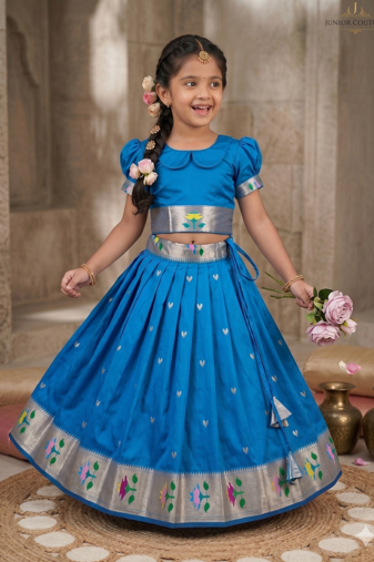 girls silk pattu pavadai lehenga set