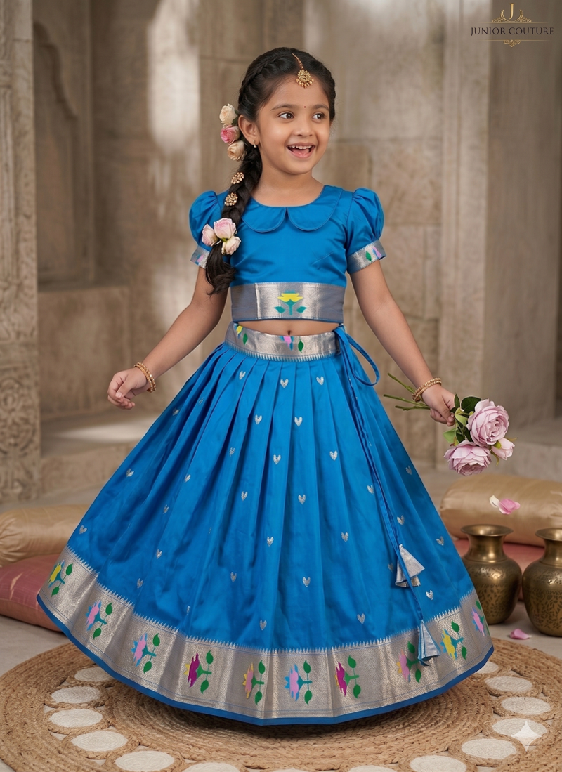 girls silk pattu pavadai lehenga set