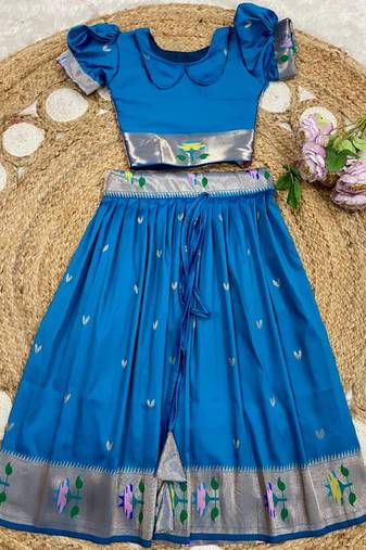 girls silk pattu pavadai lehenga set