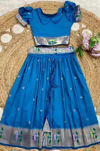 girls silk pattu pavadai lehenga set