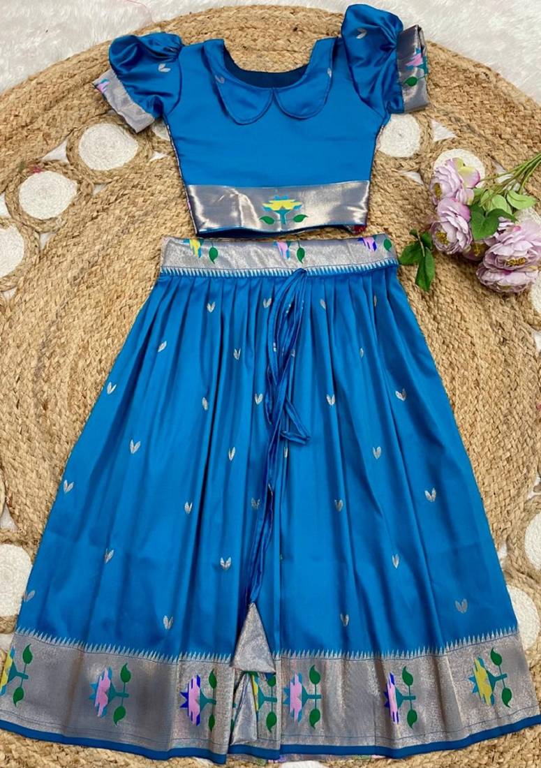 girls silk pattu pavadai lehenga set