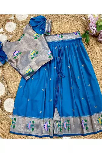girls silk pattu pavadai lehenga set
