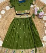 girls silk pattu pavadai lehenga set