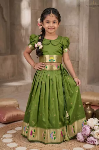 girls silk pattu pavadai lehenga set