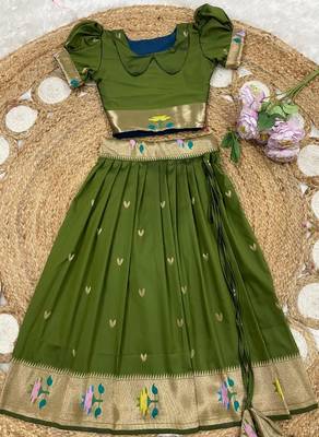 girls silk pattu pavadai lehenga set 2