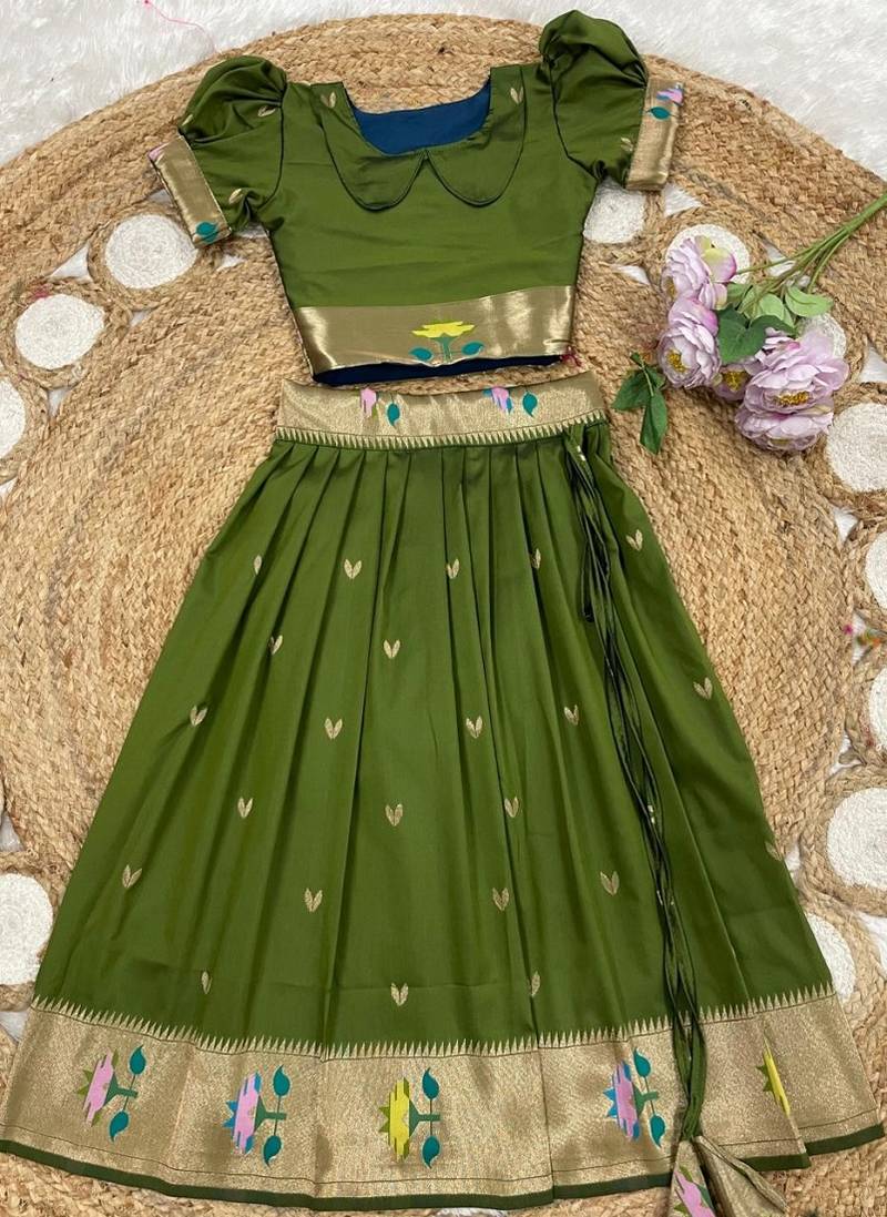 girls silk pattu pavadai lehenga set