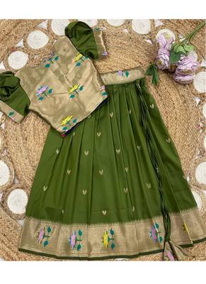 girls silk pattu pavadai lehenga set 3
