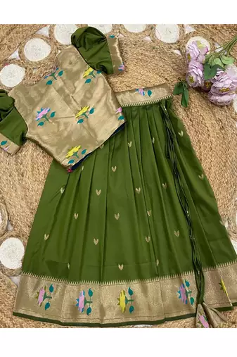 girls silk pattu pavadai lehenga set
