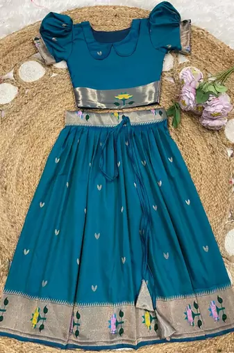 girls silk pattu pavadai lehenga set
