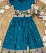 girls silk pattu pavadai lehenga set