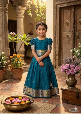 girls silk pattu pavadai lehenga set 1