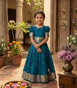 girls silk pattu pavadai lehenga set