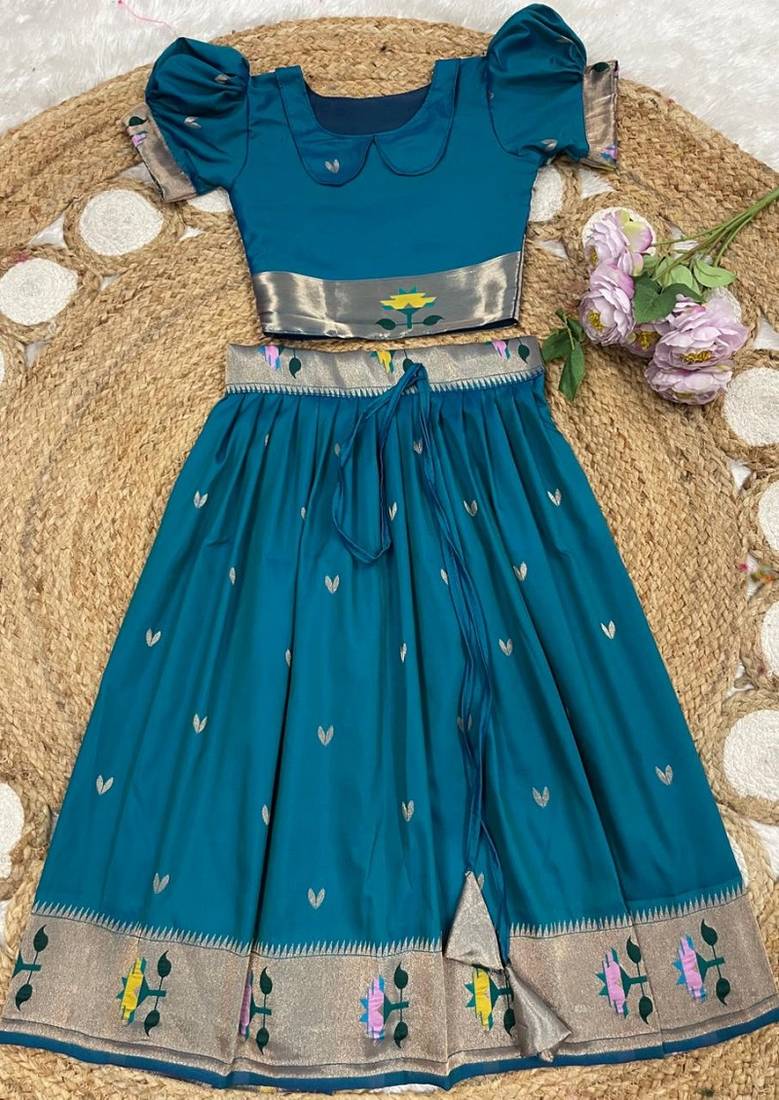 girls silk pattu pavadai lehenga set