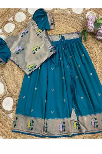 girls silk pattu pavadai lehenga set