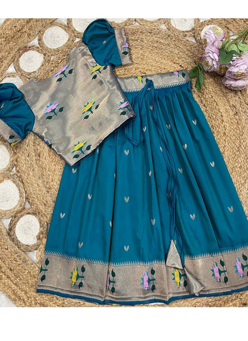 girls silk pattu pavadai lehenga set