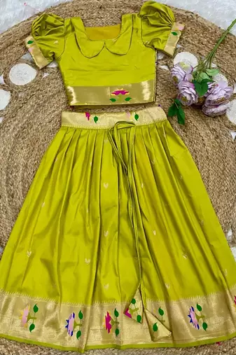 girls silk pattu pavadai lehenga set