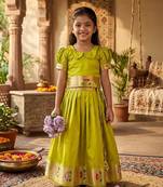 girls silk pattu pavadai lehenga set