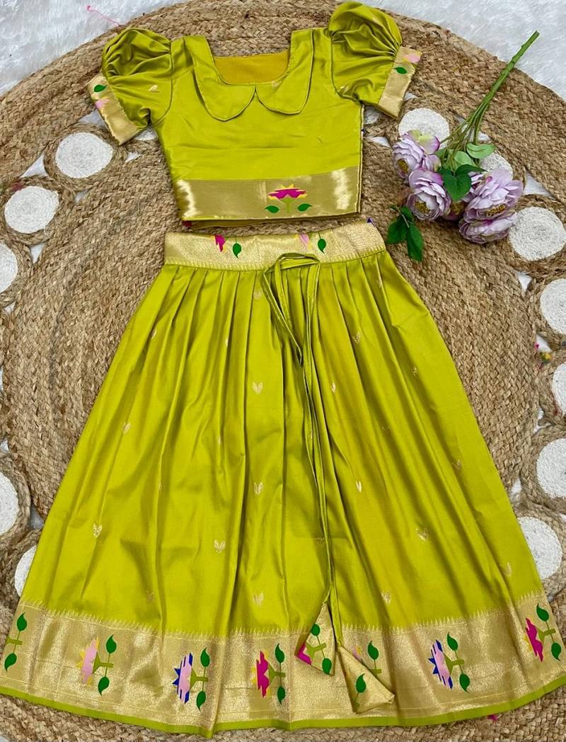 girls silk pattu pavadai lehenga set